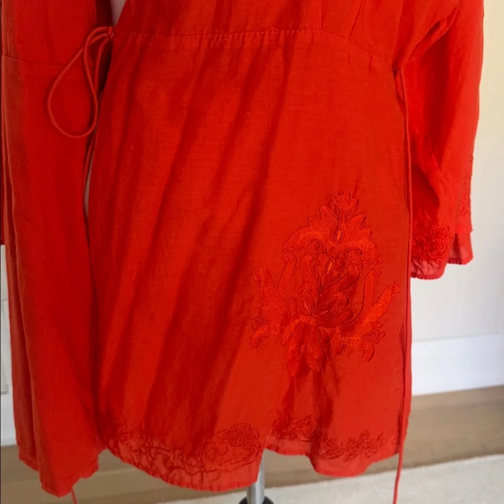 ZARA Kaftan Kimono Wrap Dress – Embroidered Hem & Sleeves, Size Large (US L) - Picture 6 of 8